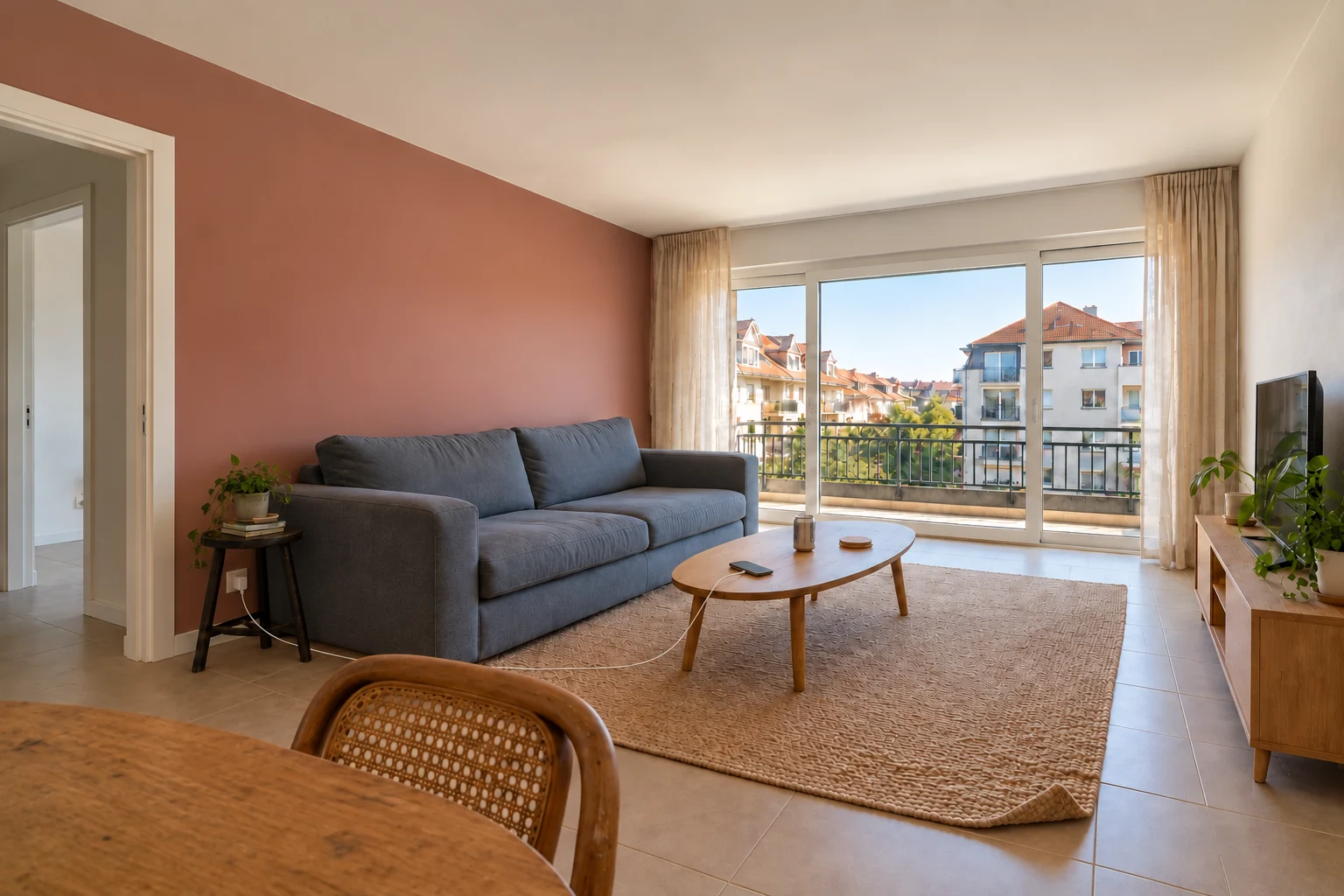 Oudroze schilderwerk in een kustappartement